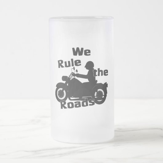 Wij heersen over de wegen Biker 16 oz Frosted Glas Matglas Bierpul (Center)