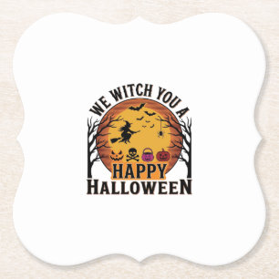 Wij heksen u een gelukkig Halloween Vintage Kartonnen Onderzetters