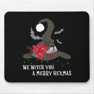 Wij heksen u vrolijke hexmas hekserige kerst wicca muismat