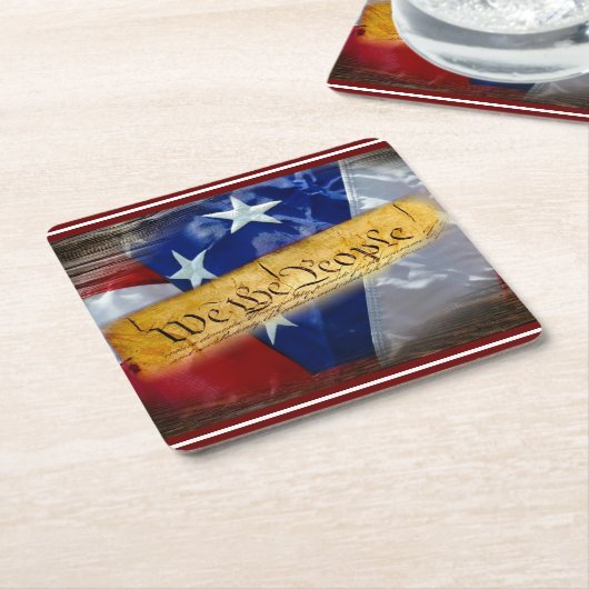 Wij, het People American Flag Square Paper Onderze Kartonnen Onderzetters (Schuin)