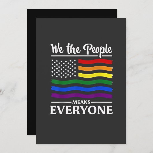 Wij, het volk, betekent iedereen LGBTQ Pride Maand Save The Date (Voorkant / Achterkant)