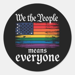 Wij Het Volk Betekent Iedereen USA Vlag LGBTQ Ronde Sticker
