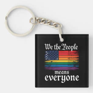 Wij Het Volk Betekent Iedereen USA Vlag LGBTQ Sleutelhanger