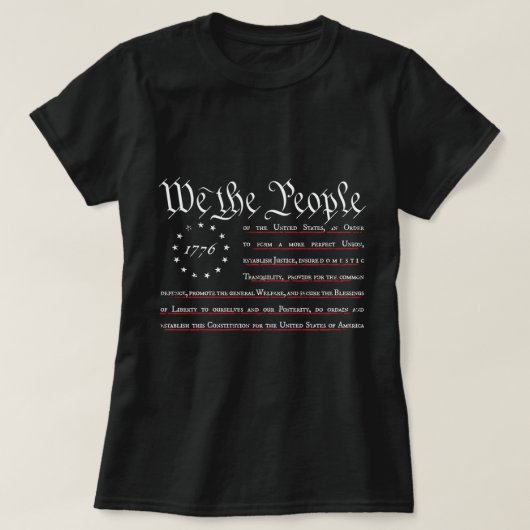 Wij, het volk, Betsy Ross vlag, preambule van de C T-shirt (Design voorkant)