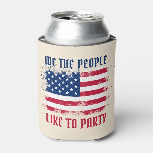 Wij, het volk Funny Distress USA Vlag op 4 juli Blikjeskoeler (Blikje Voorkant)