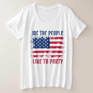 Wij, het volk Funny Distress USA Vlag op 4 juli Grote Maat T-shirt
