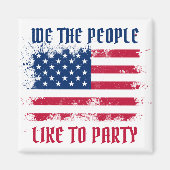 Wij, het volk Funny Distress USA Vlag op 4 juli Magneet (Voorkant)