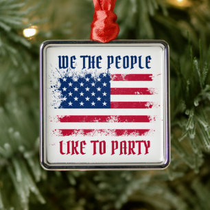 Wij, het volk Funny Distress USA Vlag op 4 juli Metalen Ornament