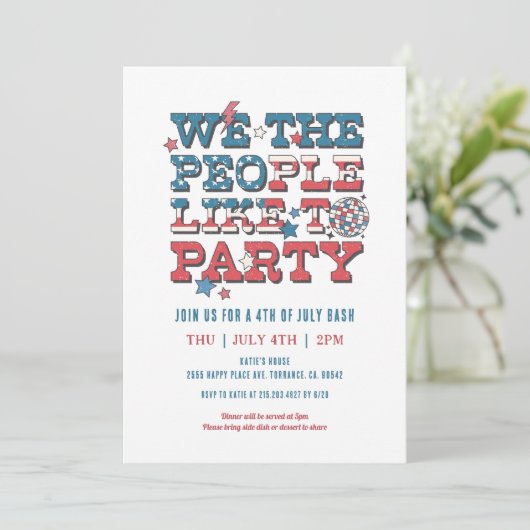 Wij, het volk, houden van feest op 4 juli Bash Kaart (Staand voorkant)