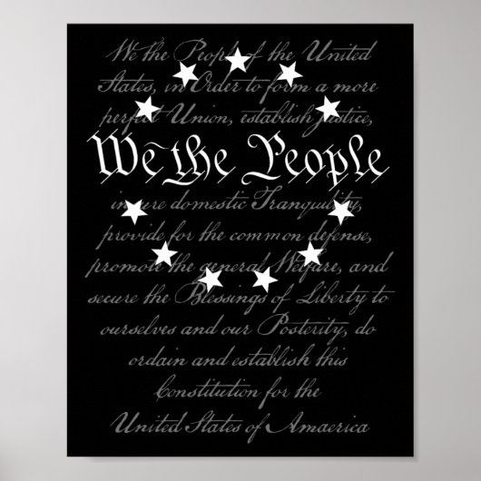 Wij Het Volk Preambule Amerikaanse Grondwet 4 Juli Poster (Voorkant)