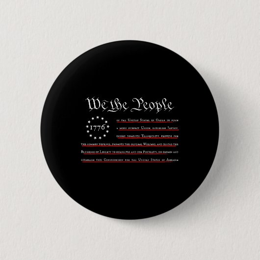 Wij Het Volk Preambule Amerikaanse Grondwet 4 Juli Ronde Button 5,7 Cm (Voorkant)