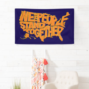 Wij, het volk, staan samen spandoek