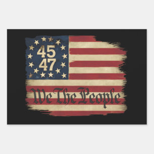 Wij Het Volk Trump 45 47 Vervallen Vintage Vlag Inpakpapier Vel