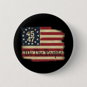 Wij Het Volk Trump 45 47 Vervallen Vintage Vlag Ronde Button 5,7 Cm