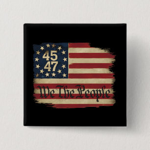 Wij Het Volk Trump 45 47 Vervallen Vintage Vlag Vierkante Button 5,1 Cm