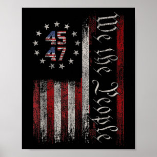 Wij, het volk, verontruste retro vlag 45 47 Trump Poster