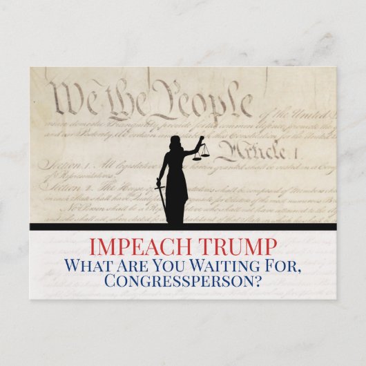 Wij, het Volkscongres Impeach Trump Lady Justice Briefkaart (Voorkant)