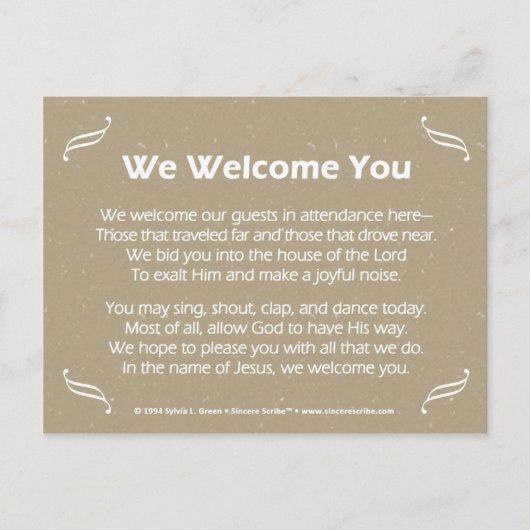 Wij heten u welkom briefkaart (Voorkant)