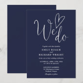 Wij houden van Heart Script Navy Blue Wedding Kaart (Voorkant / Achterkant)