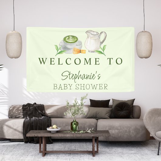 Wij houden van je dus Matcha Green Tea Baby shower Spandoek