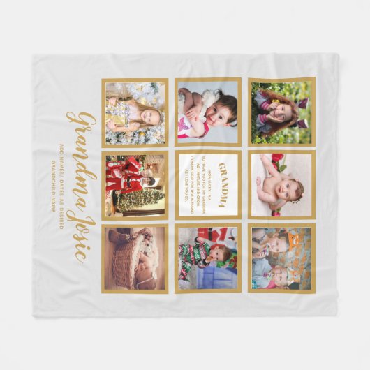 Wij houden van oma foto collage op maat gemaakt fleece deken (Voorkant (Horizontaal))