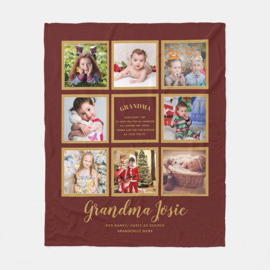 Wij houden van oma foto collage op maat gemaakt fleece deken (Voorkant)
