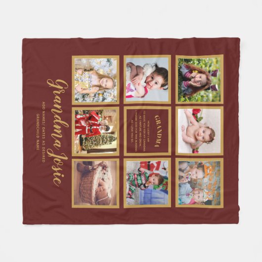 Wij houden van oma foto collage op maat gemaakt fleece deken (Voorkant (Horizontaal))