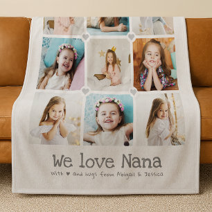 Wij houden van Oma/Oma/Nan/Andere 9-foto-collage Fleece Deken