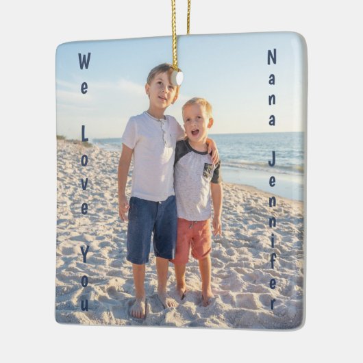 Wij houden van u Familiefoto PERSONALISEREN Keramisch Ornament (Links)