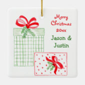 Wij houden van u Familiefoto PERSONALISEREN Keramisch Ornament (Achterkant)