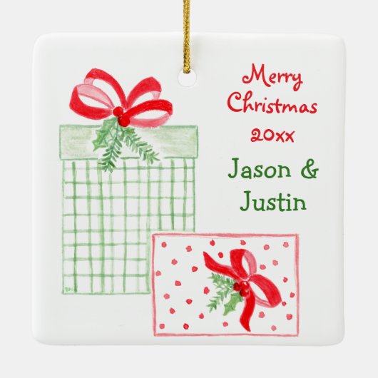 Wij houden van u Familiefoto PERSONALISEREN Keramisch Ornament (Achterkant)