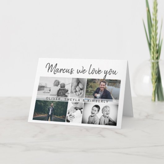 Wij houden van u Modern Script 6 Fotocollage Kaart (Voorkant)