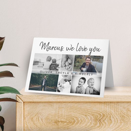 Wij houden van u Modern Script 6 Fotocollage Kaart