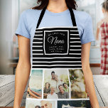 WIJ HOUDEN VAN U NANA Moderne Familie Fotocollage Schort<br><div class="desc">We houden van je,  Nana! Perfect cadeau voor Moederdag,  Verjaardag of de Feestdagen: een modern,  chique schort op maat met tien van je persoonlijke favoriete foto's en een bericht,  namen voor de beste oma ooit. Dit is de zwart-wit gestreepte versie.</div>