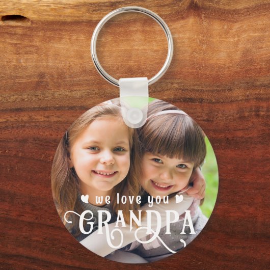 Wij houden van u, opa 1-2, foto's, aangepaste kleu sleutelhanger (Voorkant)