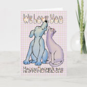 Wij houden van uw hond en kat moederdag kaart (Voorkant)