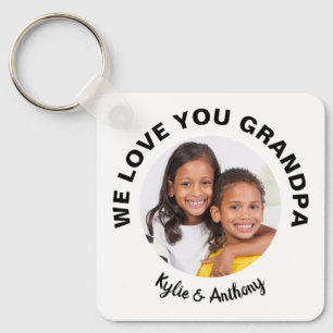 Wij houden van uw opa Custom Photo and Names White Sleutelhanger