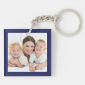 Wij houden van uw persoonlijke foto's blauw toetse sleutelhanger (Achterkant)
