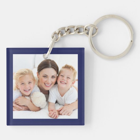 Wij houden van uw persoonlijke foto's blauw toetse sleutelhanger (Achterkant)
