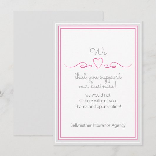 Wij houden van uw zakelijke Valentijnsdag voor sup Kaart (Voorkant / Achterkant)