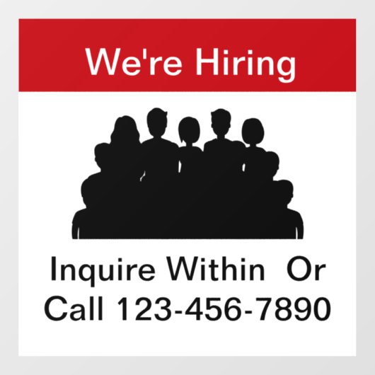 Wij huren het Venster van de Werkgelegenheid teleg Raamsticker (Vel)