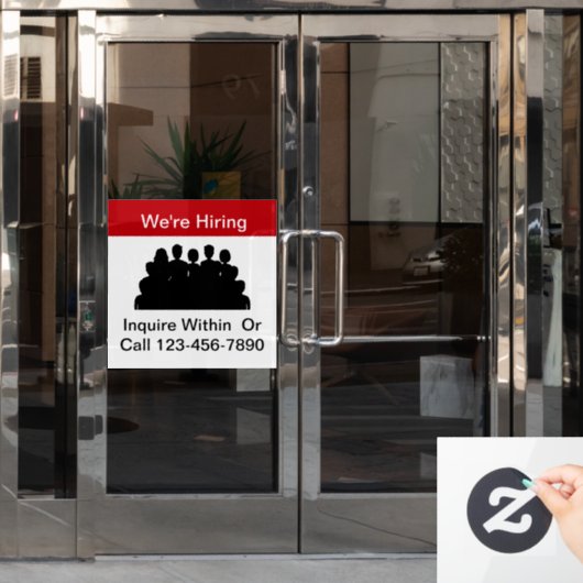 Wij huren het Venster van de Werkgelegenheid teleg Raamsticker (Kantoordeur)