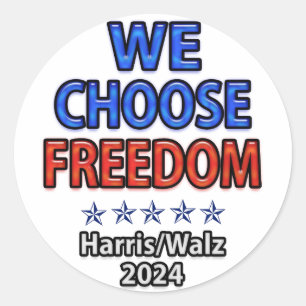 Wij kiezen voor Freedom Harris Walz Ronde Sticker