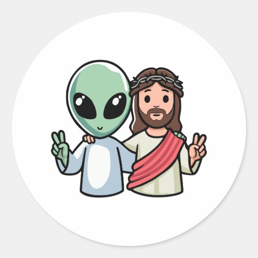 Wij komen in vrede ronde sticker (Voorkant)
