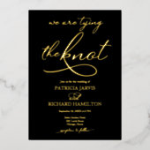 Wij Kopen De Knoop Elegant Script Huwelijk Folie Uitnodiging (Voorkant)