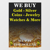 Wij kopen gouden zilveren munten sieraden winkel e raamsticker (Vel)