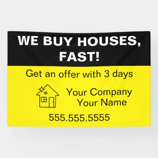 Wij kopen huizen, vastgoed Sjabloon Spandoek (Horizontaal)
