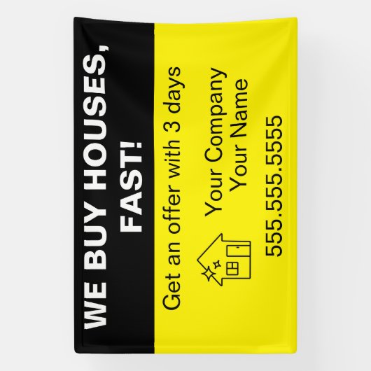 Wij kopen huizen, vastgoed Sjabloon Spandoek (Verticaal)