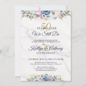 WIJ MAKEN NOCH Elegante Bloemrijke Gouden Marinehu Kaart (Voorkant)