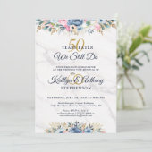 WIJ MAKEN NOG STEEDS Elegant Bloem Goud Marine Kle Kaart (Staand voorkant)